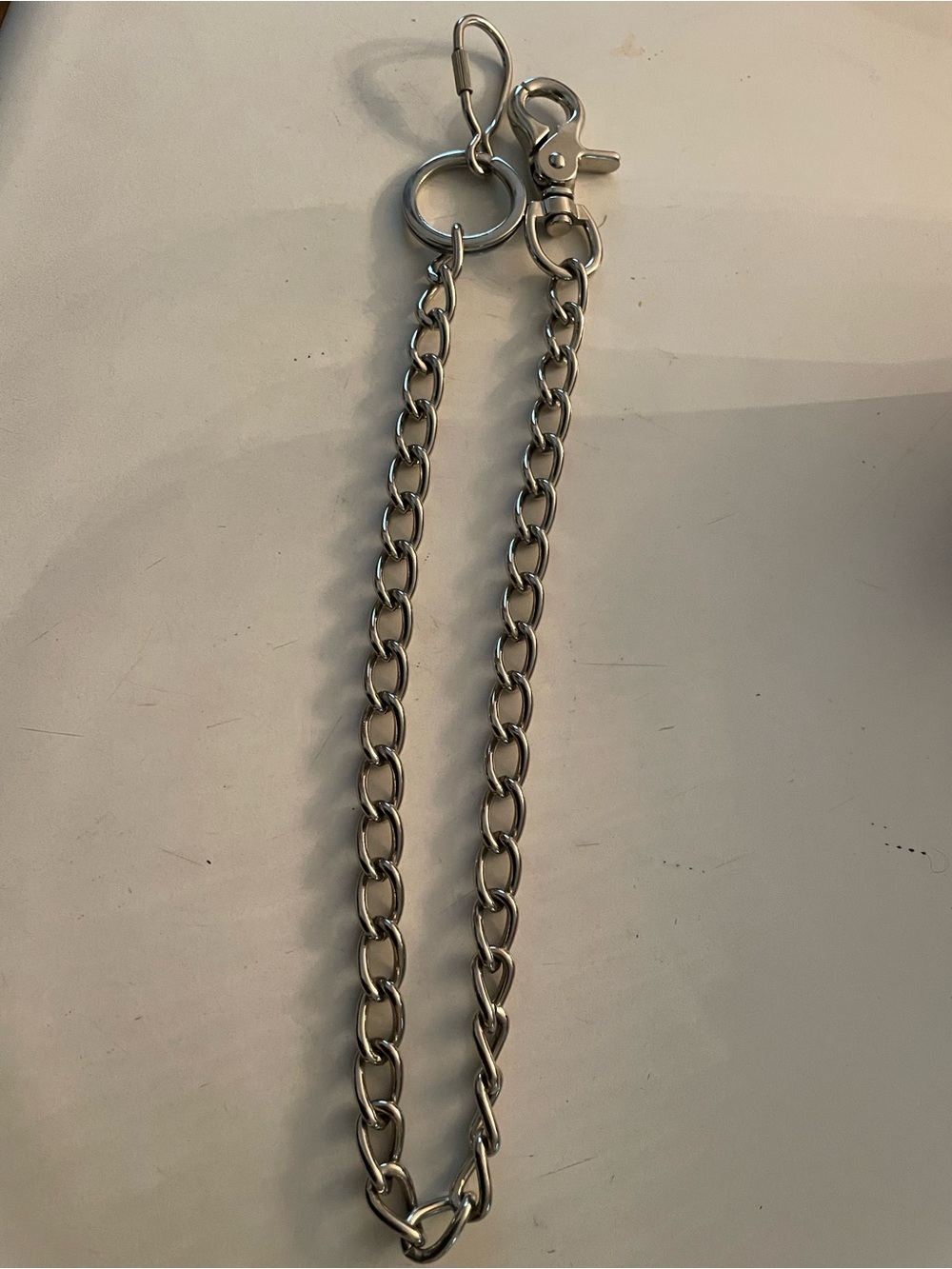 Men's Silver-Tone Chain Key & Card Holder